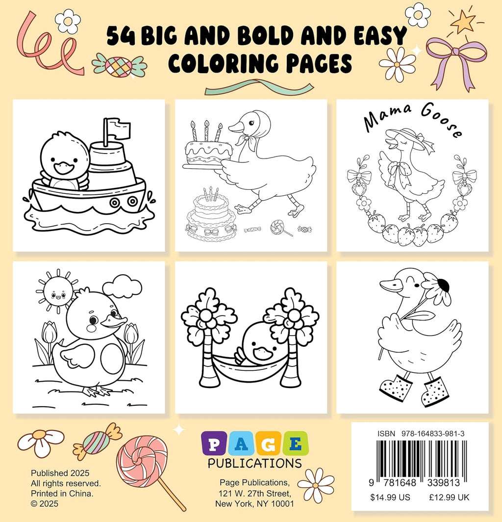 Cute Ducks Bold and Easy Coloring Book: Adorable Ducklings, Big Bold Lines & Simple Relaxing Designs for All Ages