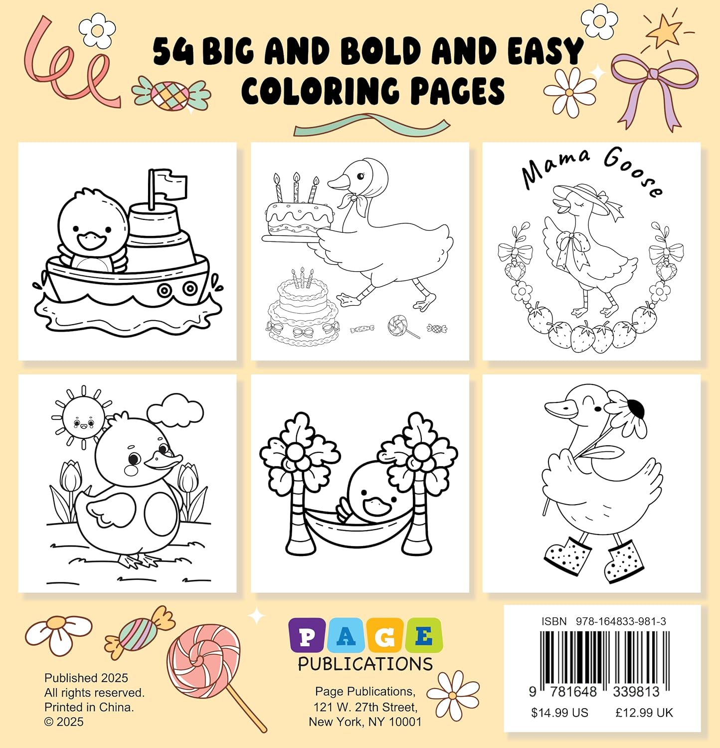 Cute Ducks Bold and Easy Coloring Book: Adorable Ducklings, Big Bold Lines & Simple Relaxing Designs for All Ages