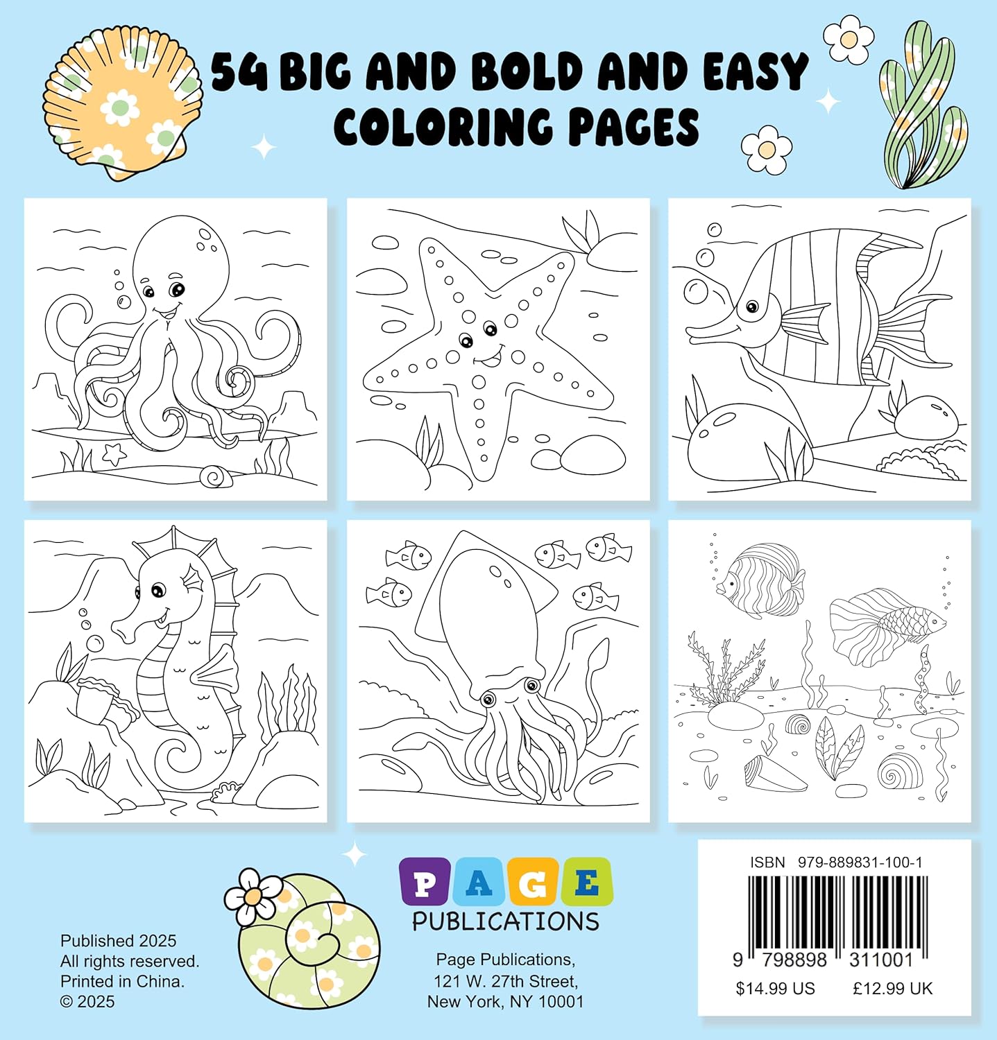 Under the Sea Bold and Easy Coloring Book: Simple Ocean Creatures Coloring Book