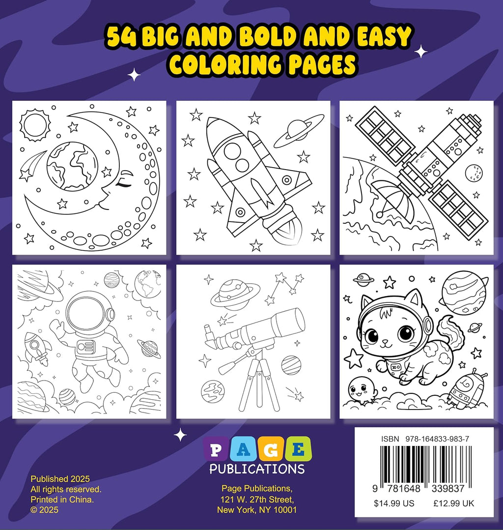 Outer Space Bold and Easy Coloring Book: Simple & Fun Astronaut Designs for Relaxing Coloring Paperback