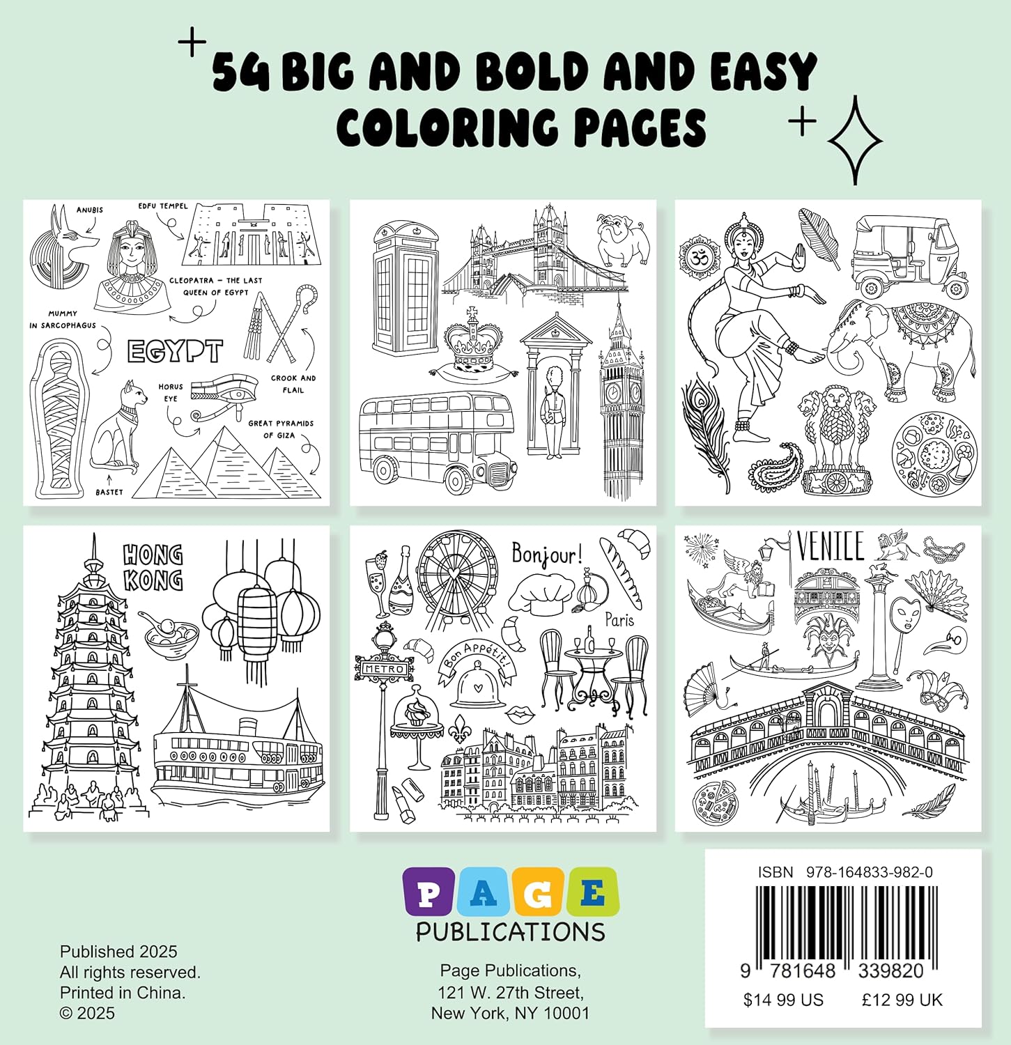 Happy Travel Bold and Easy Coloring Book: Simple Vacation Scenes, Big Bold Lines & Relaxing World Travel Designs for Stress-Free Coloring