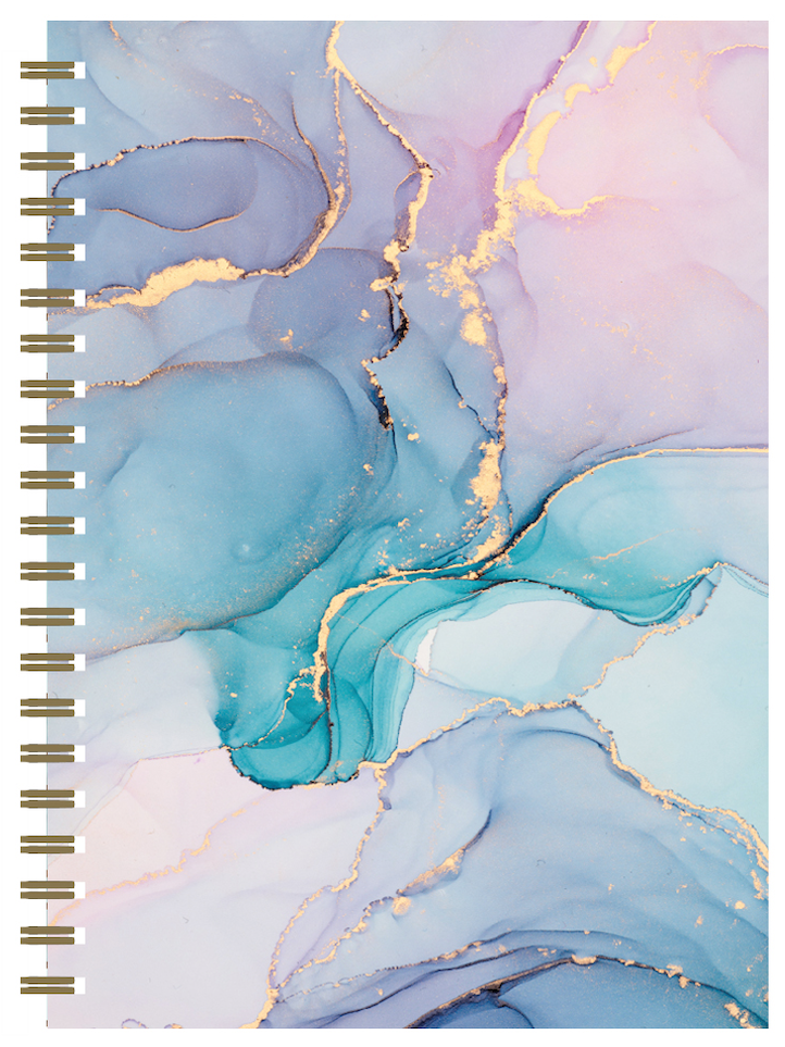 MARBLE ABSTRACT Spiral Notebook with Gold Accents and Pastel Marble Design for Creative Writing and Note Taking