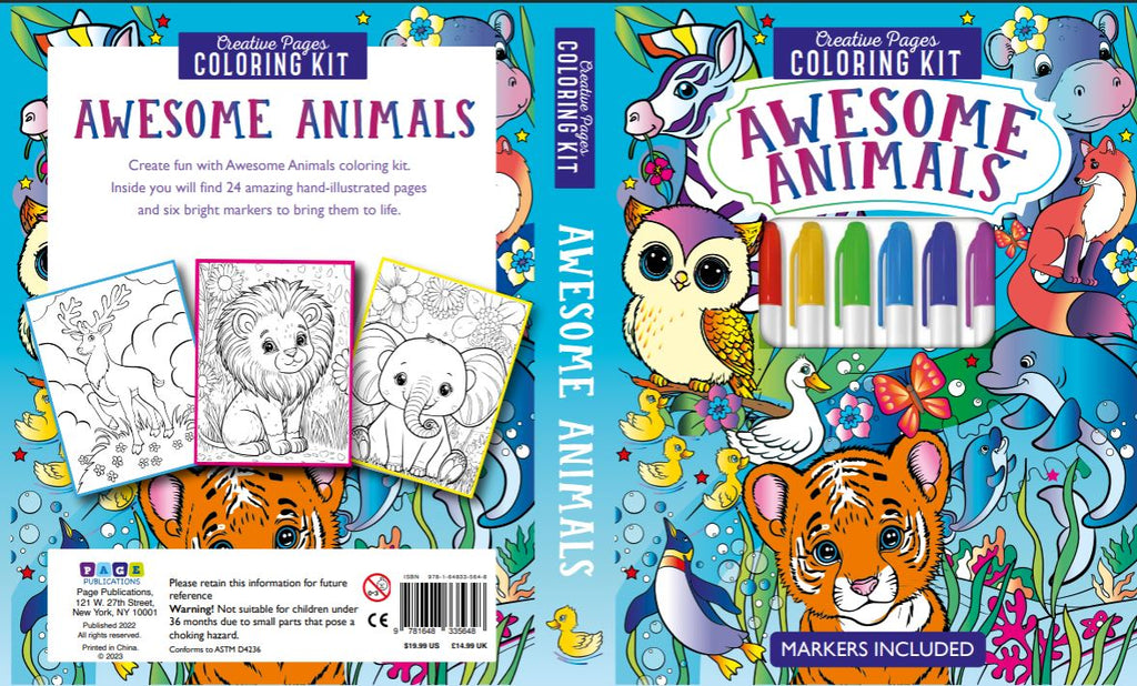 AWESOME ANIMALS CREATIVE PAGES COLORING KIT