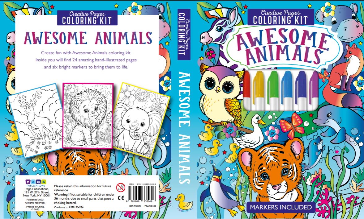 AWESOME ANIMALS CREATIVE PAGES COLORING KIT