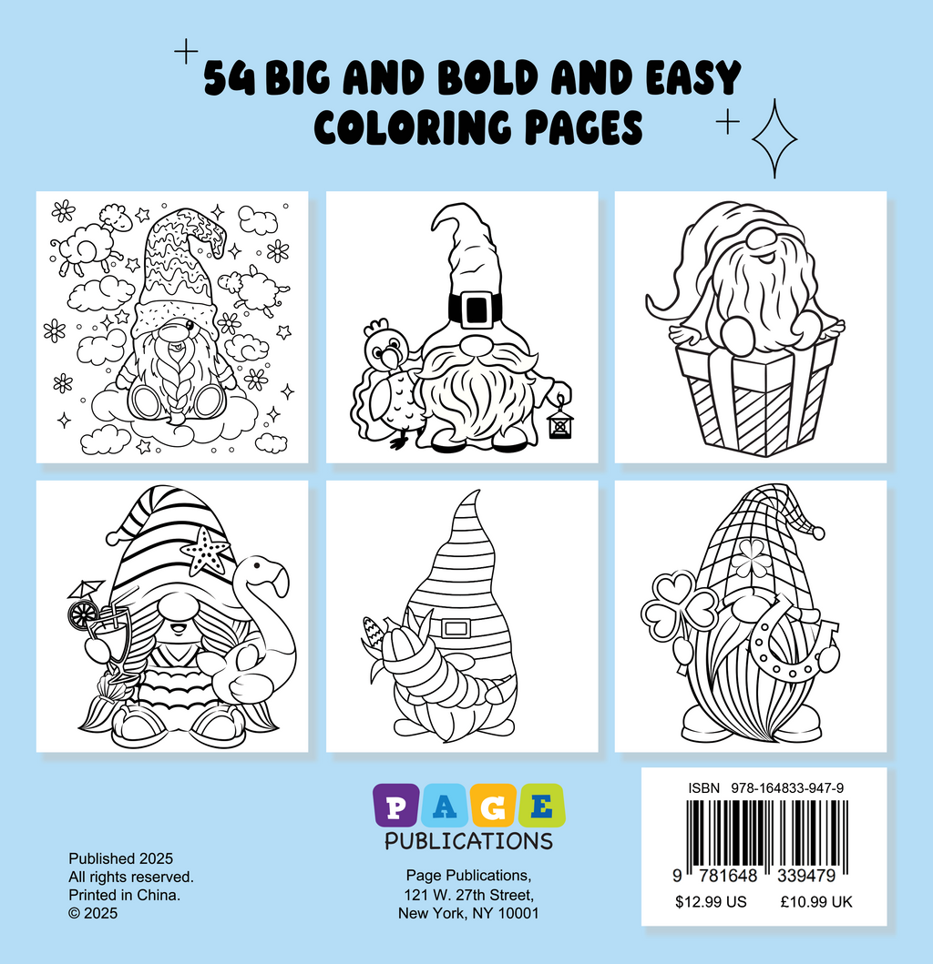Comfy Gnomes Bold and Easy Coloring Book