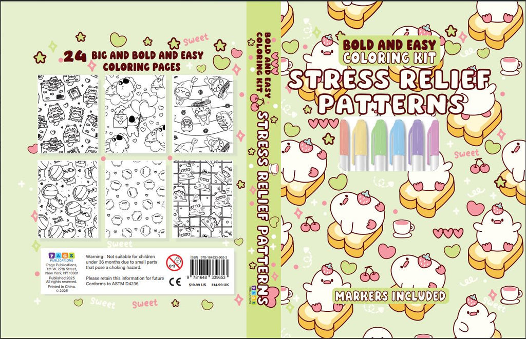 Stress Relief Patterns Bold and Easy Coloring Kit
