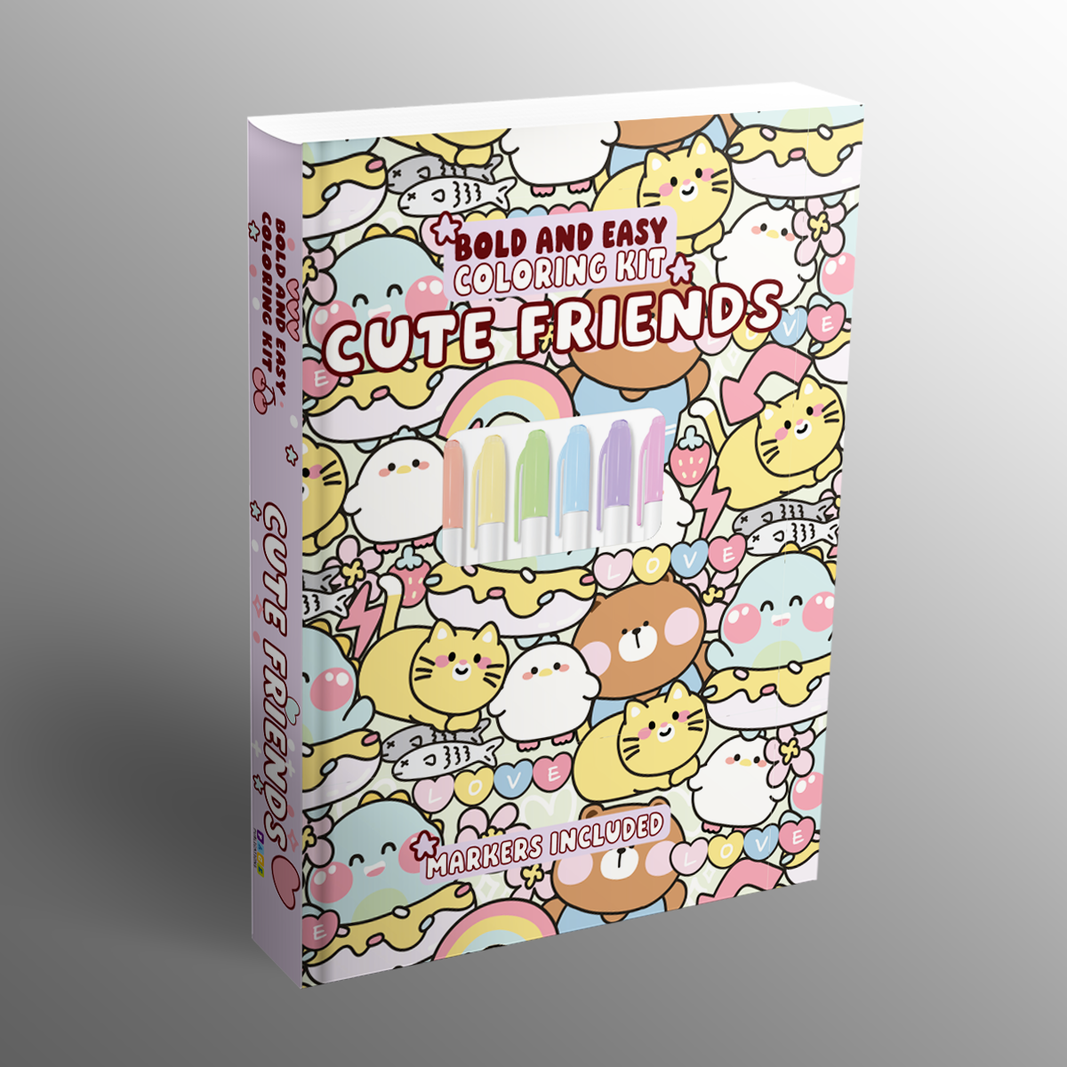 Cute Friends Bold and Easy Coloring Kit