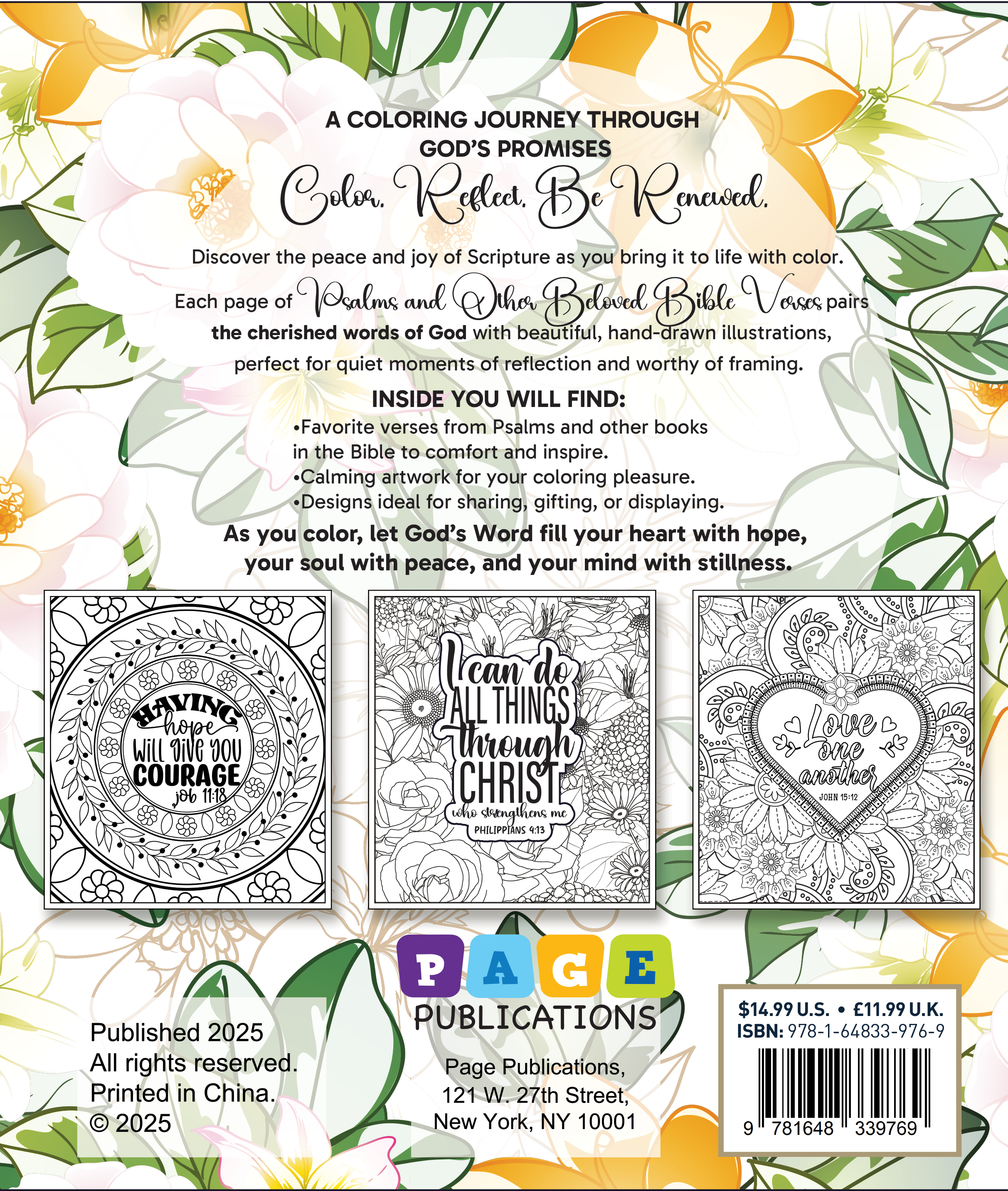 Psalms and Other Beloved Bible Verses Coloring Book