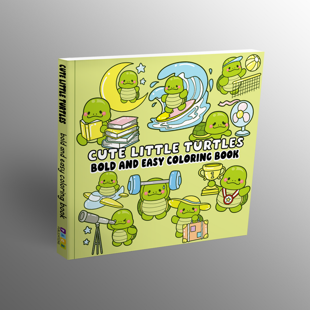 Cute Little Turtles Bold and Easy Coloring Book