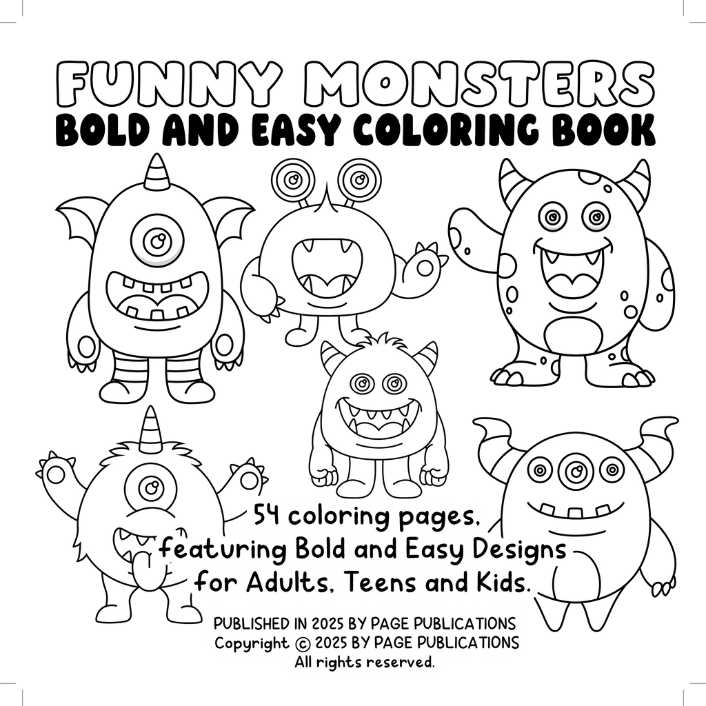 Funny Monsters Bold and Easy Coloring Book
