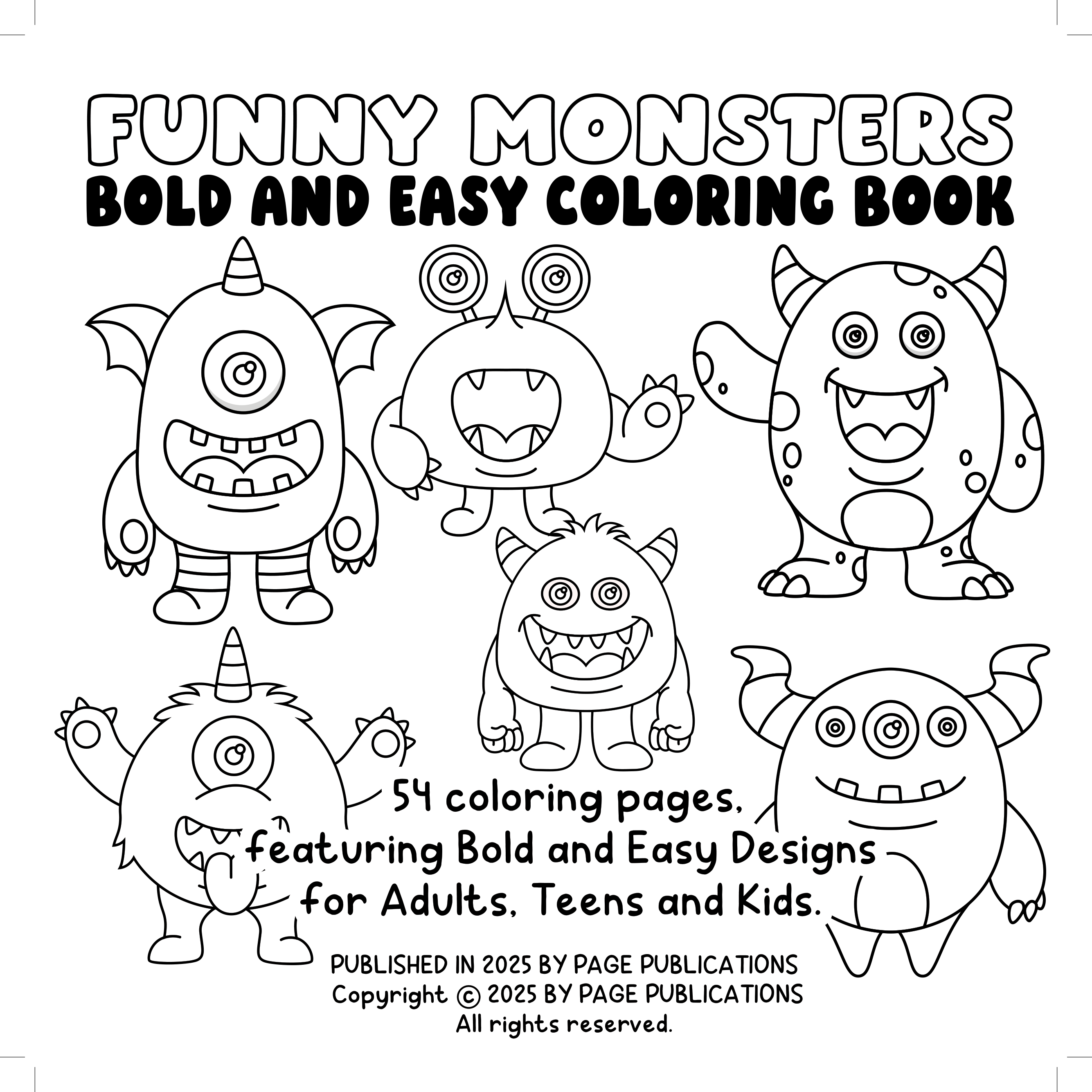 Funny Monsters Bold and Easy Coloring Book