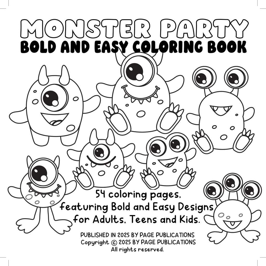 Monster Party Bold and Easy Coloring Book