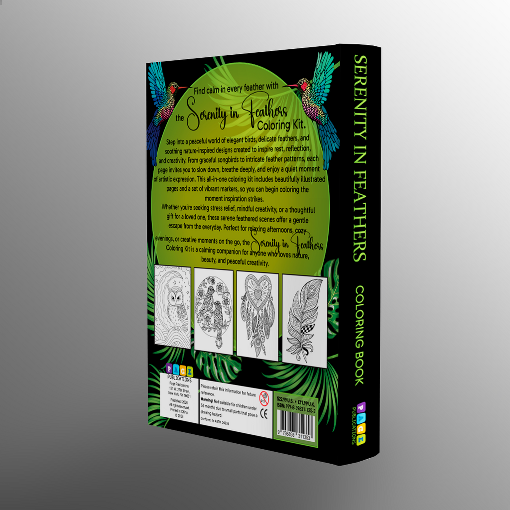 Serenity in Feathers Coloring Kit