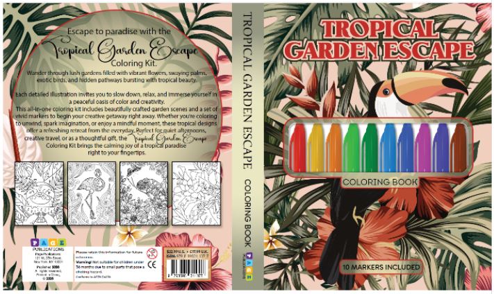 Tropical Garden Escape Coloring Kit