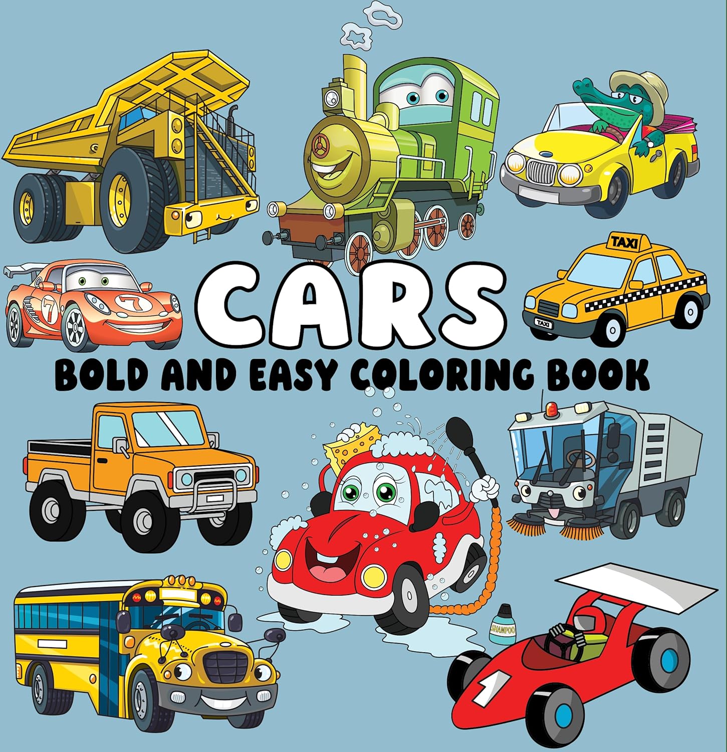 Cars Bold and Easy Coloring Book: Simple Vehicles, Big Bold Lines & Fun Designs for Relaxing Coloring Paperback