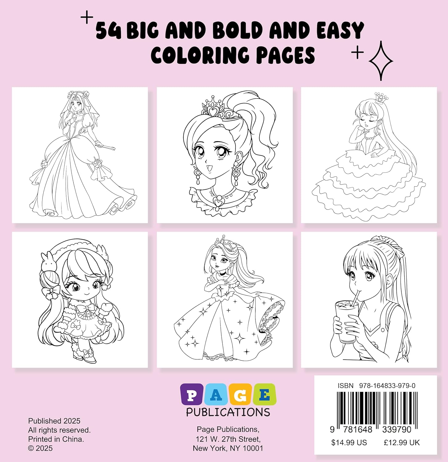 ANIME PRINCESS BOLD AND EASY COLORING BOOK