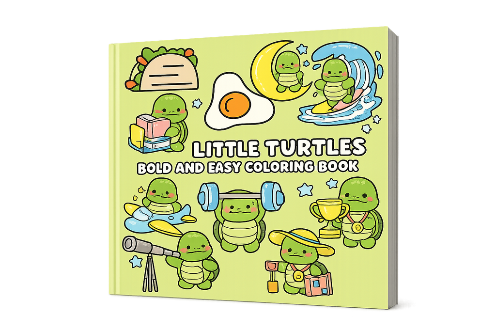 Cute Little Turtles Bold and Easy Coloring Book